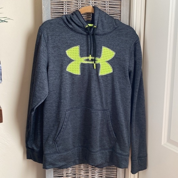 Underarmour Hoodie Sweatshirt reflective Branding Yellow activewear Sz S Unisex - Picture 1 of 8